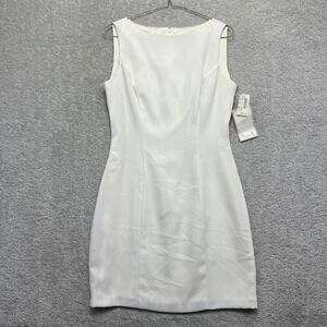 VINTAGE Nina K Mini Dress Womens Size 4 White Sleeveless Boat Neck Sheath NWT